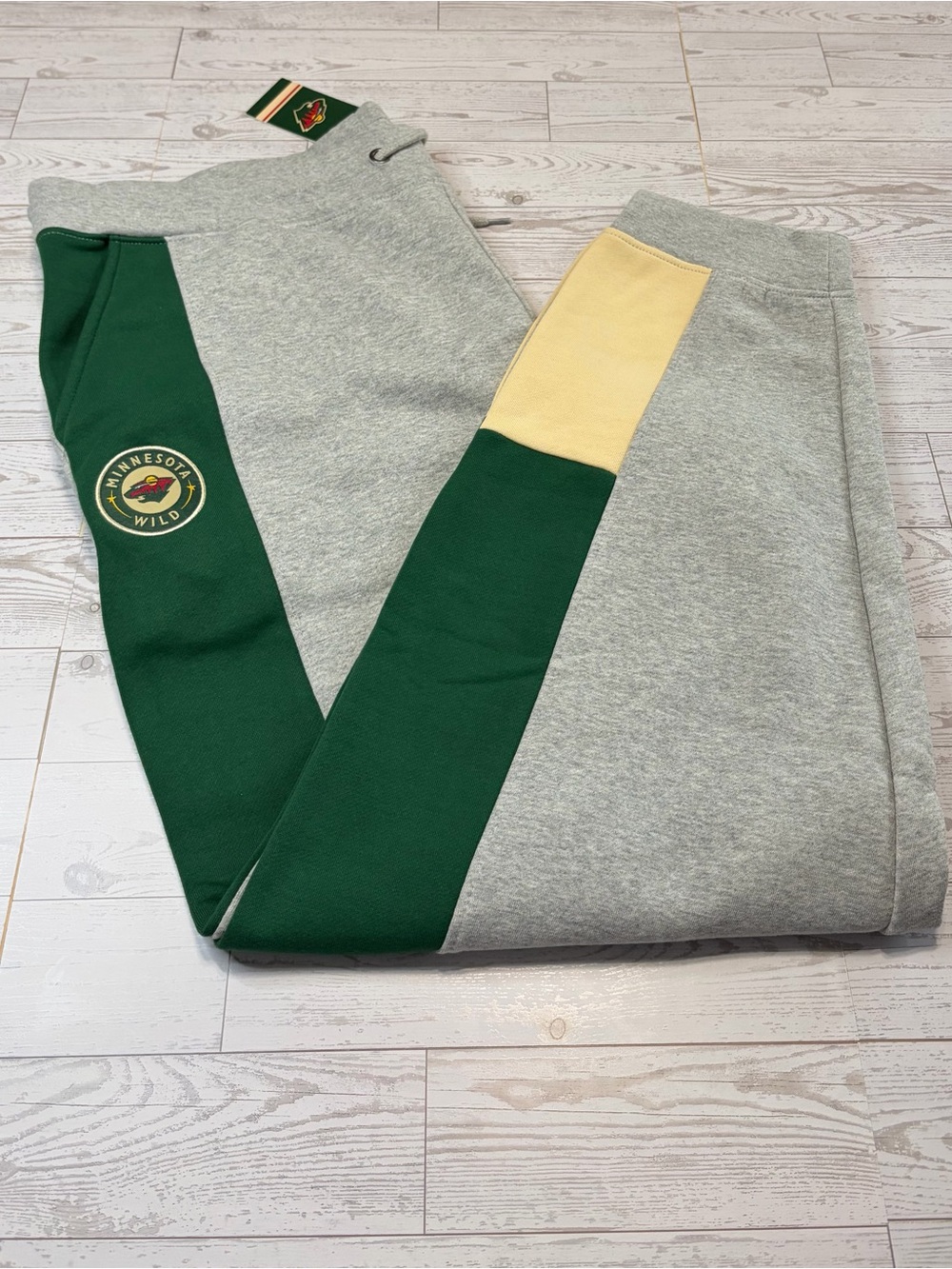 Fanatics Minnesota Wild Gray, Green & Yellow Colorblock Sweatpants